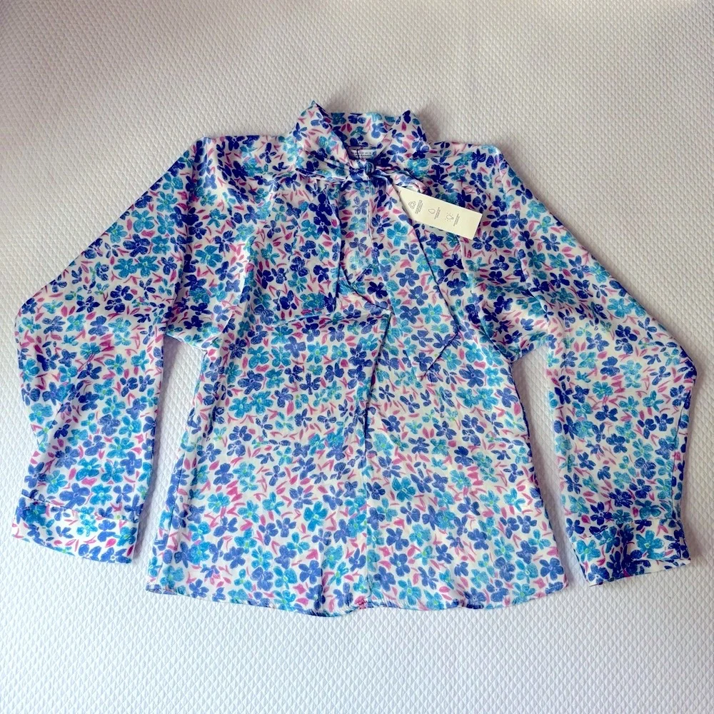 Zara Blouse Slip On Floral Blue Pink Size‎ XSmall